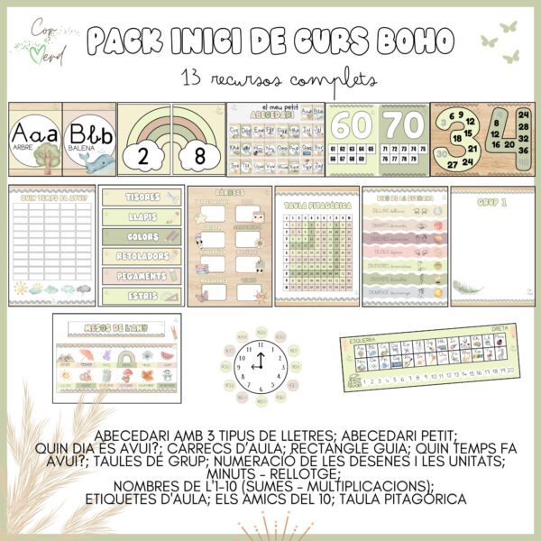 Pack inici de curs boho neutral (13 recursos)