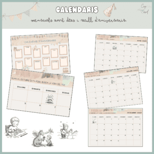 Calendaris mensuals amb dites i d'aniversaris